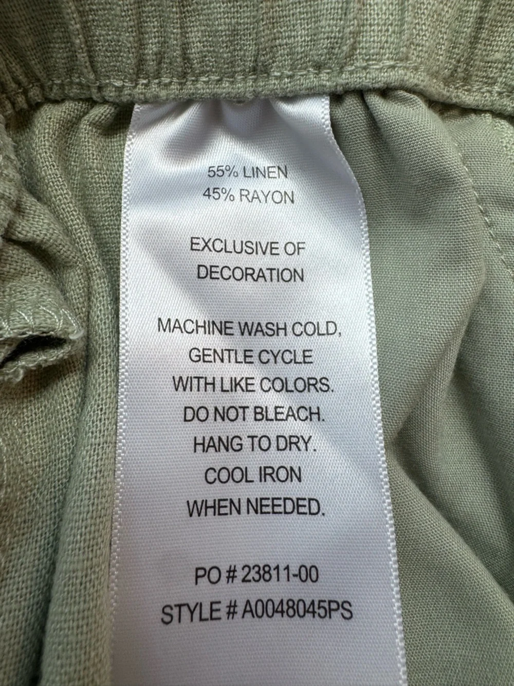 Hang Ten Light Sage Drawstring Linen-Blend Athletic Shorts